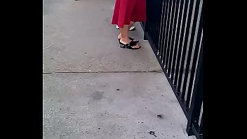 Latina MILF with huge ass in red dress