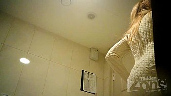 Beautiful blonde in toilet shaved pussy and anus closeups.